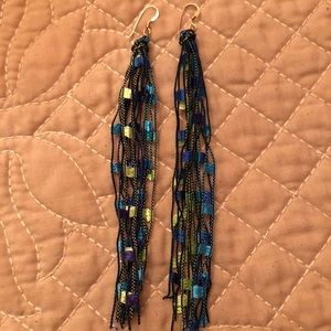 Handmade 12k and trellis yarn earrings